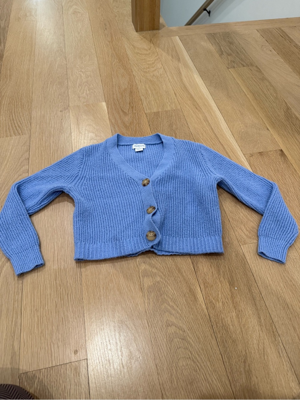 Crewcuts Blue Knit Cropped Cardigan with Buttons xs